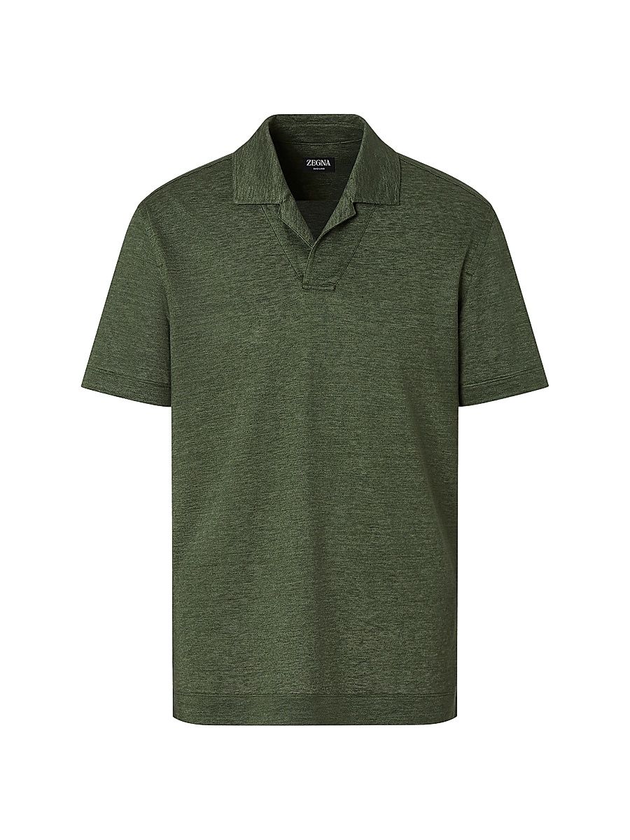 Men's Oasi Lino Polo Shirt - Pine Green - Size 50