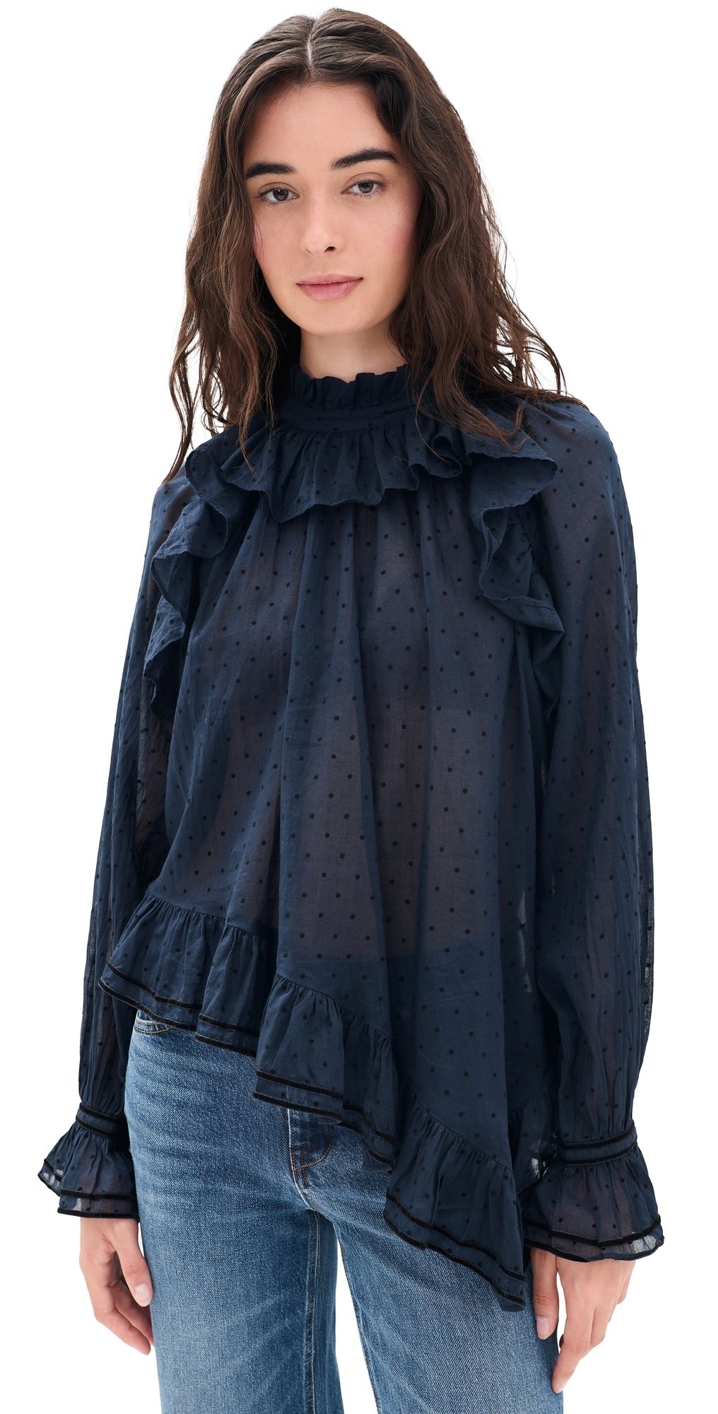 Ulla Johnson Marcella Long Sleeve Cotton Blouse Nightfall 0