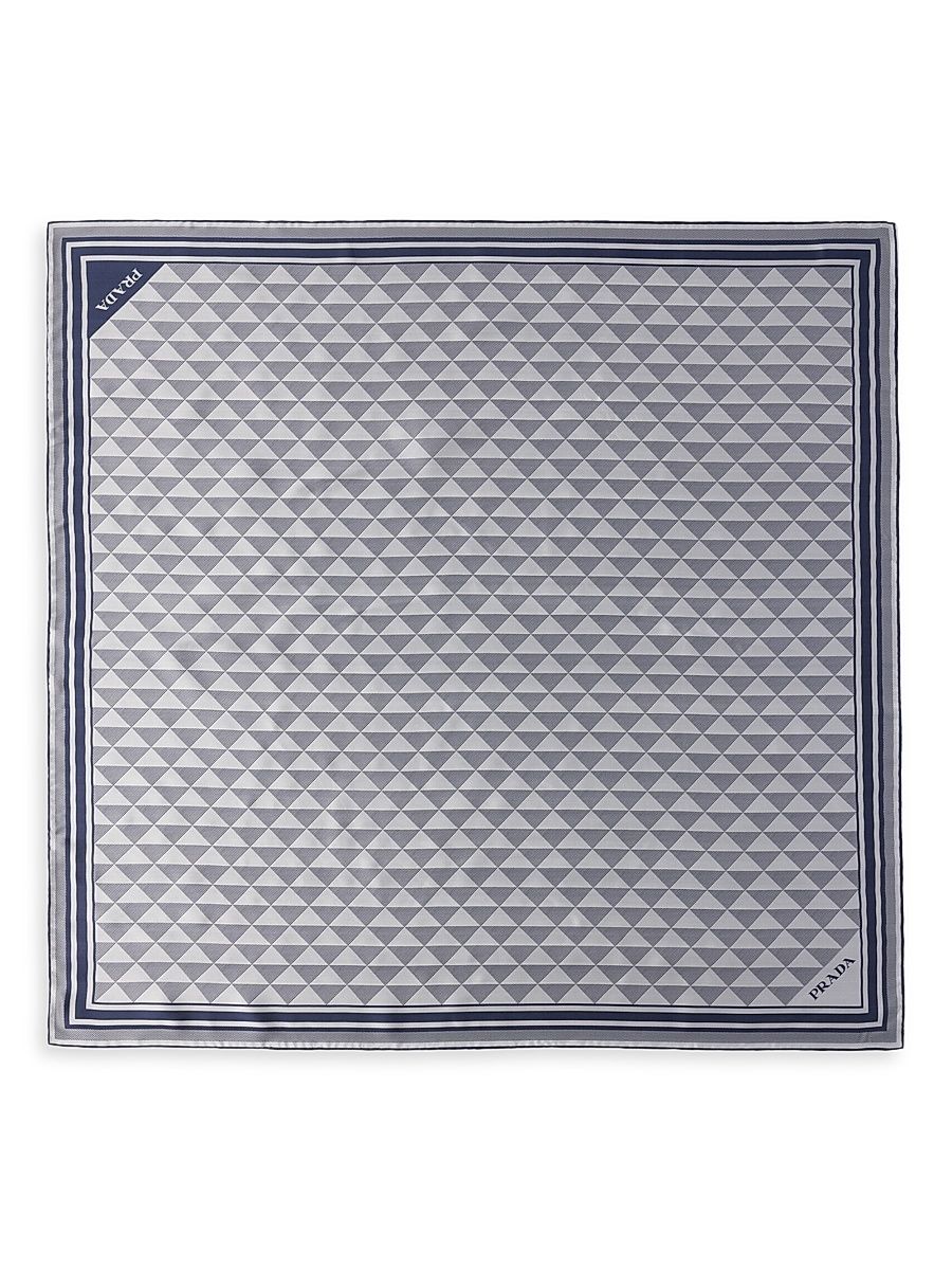 Women's Printed Silk Scarf - Light Blue