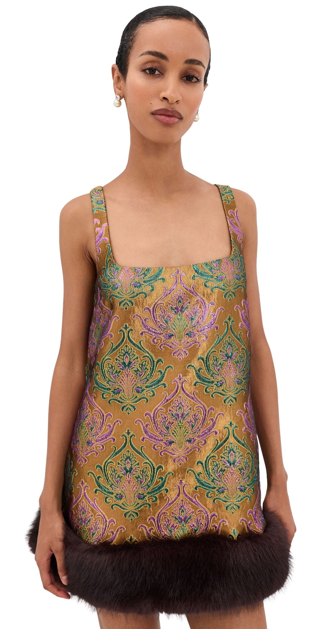 Retrofête Sulvie Brocade Dress Met Ochre Damask XL