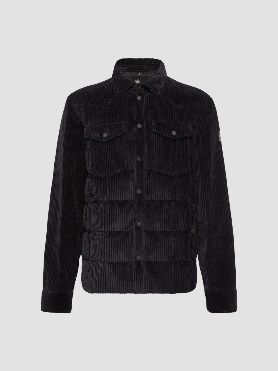 Moncler Men's Gelt Corduroy Down Shirt Jacket - Navy Blue - Size XXXL
