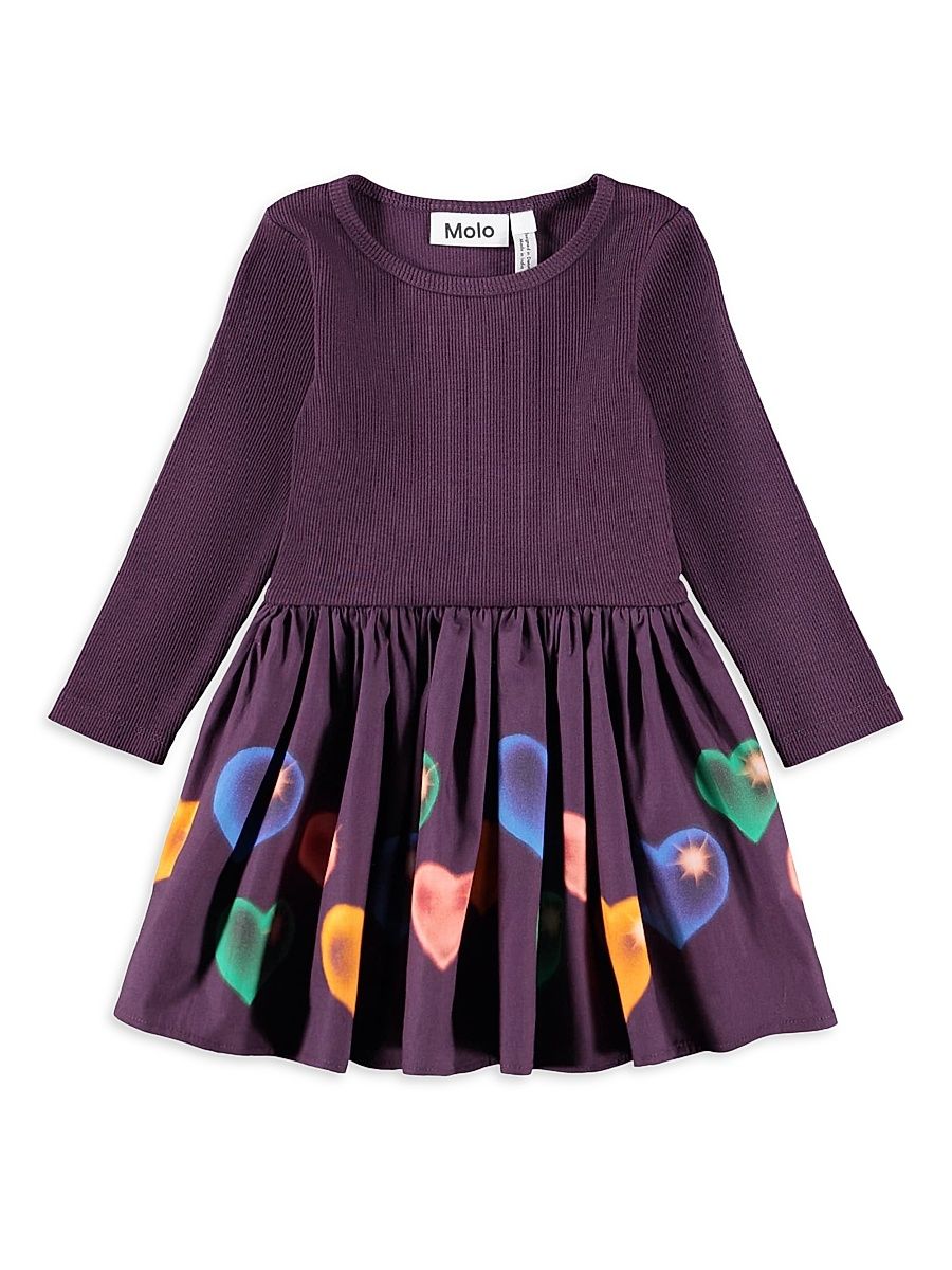 Baby Girl's & Little Girl's Candi Long-Sleeve Printed Dress - Berry Hearts - Size 2