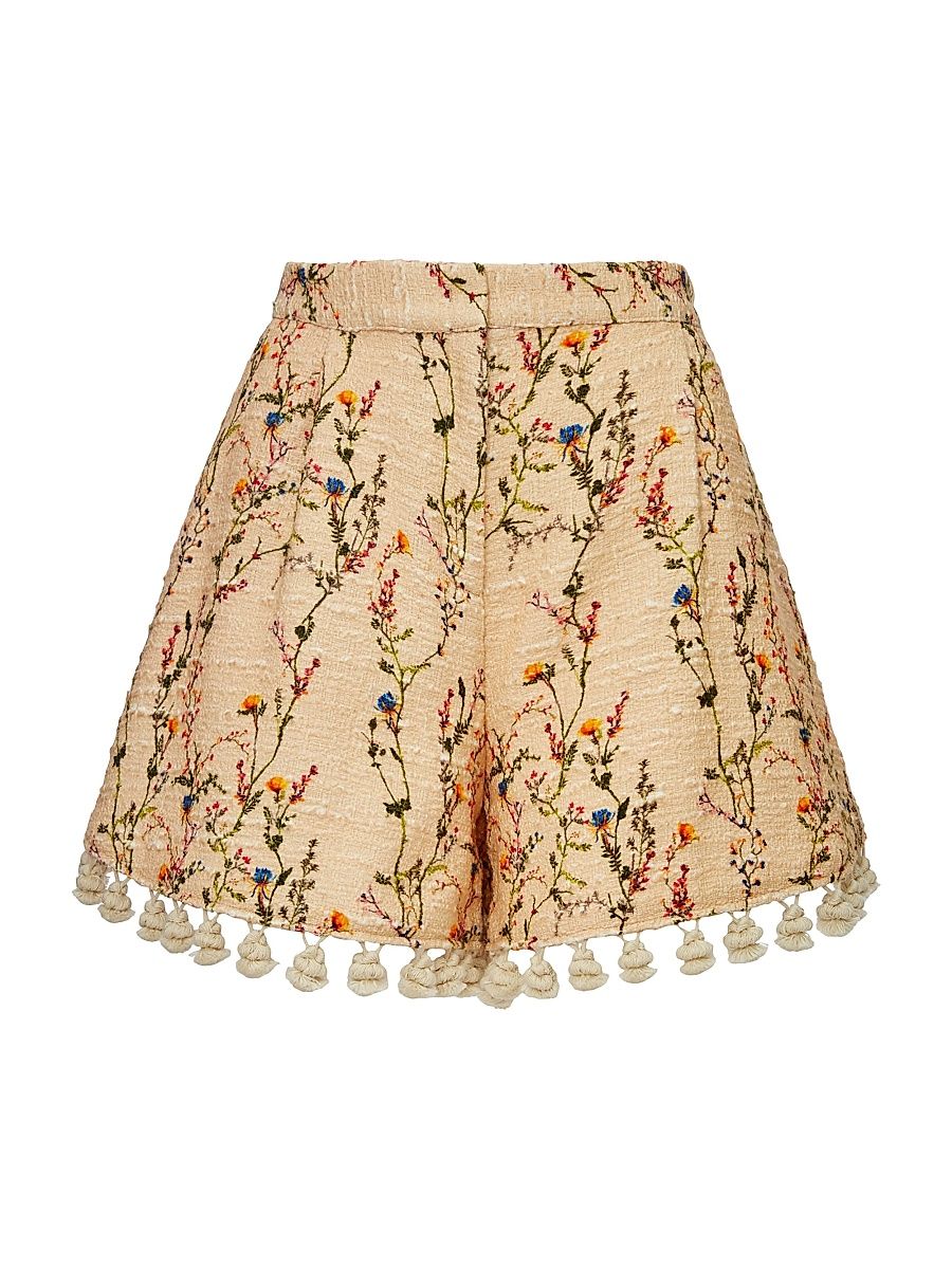 Women's Playa Shorts with Tassels - Primavera Tweed Cream - Size XL