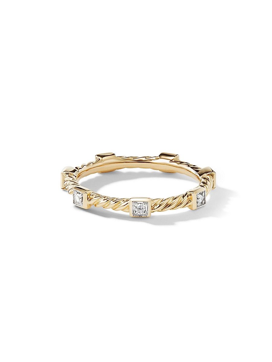 Women's Cable Collectibles Stations Stack Ring in 18K Yellow Gold - Gold - Size 4