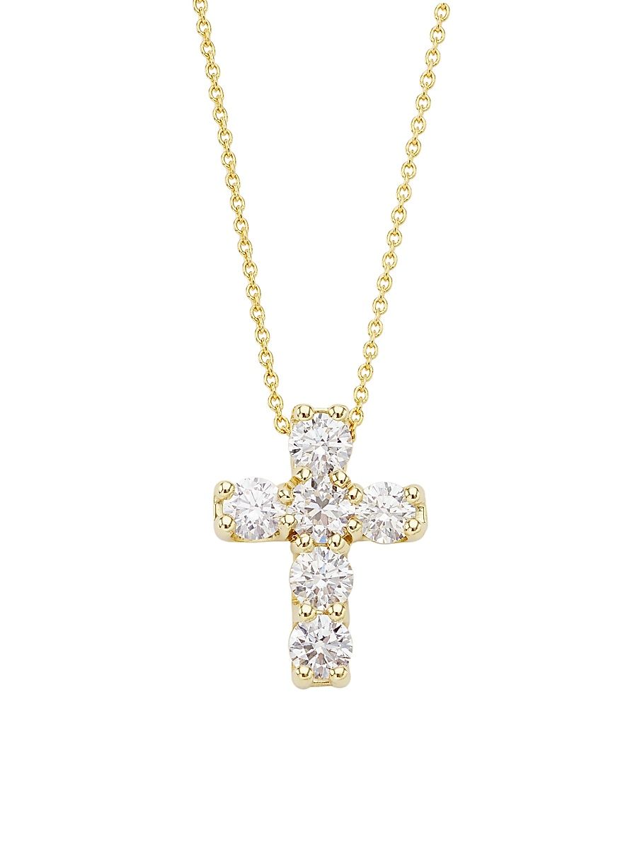 Women's Tiny Treasures 18K Yellow Gold & 1.06 TCW Diamond Cross Pendant Necklace - Gold - Size 16