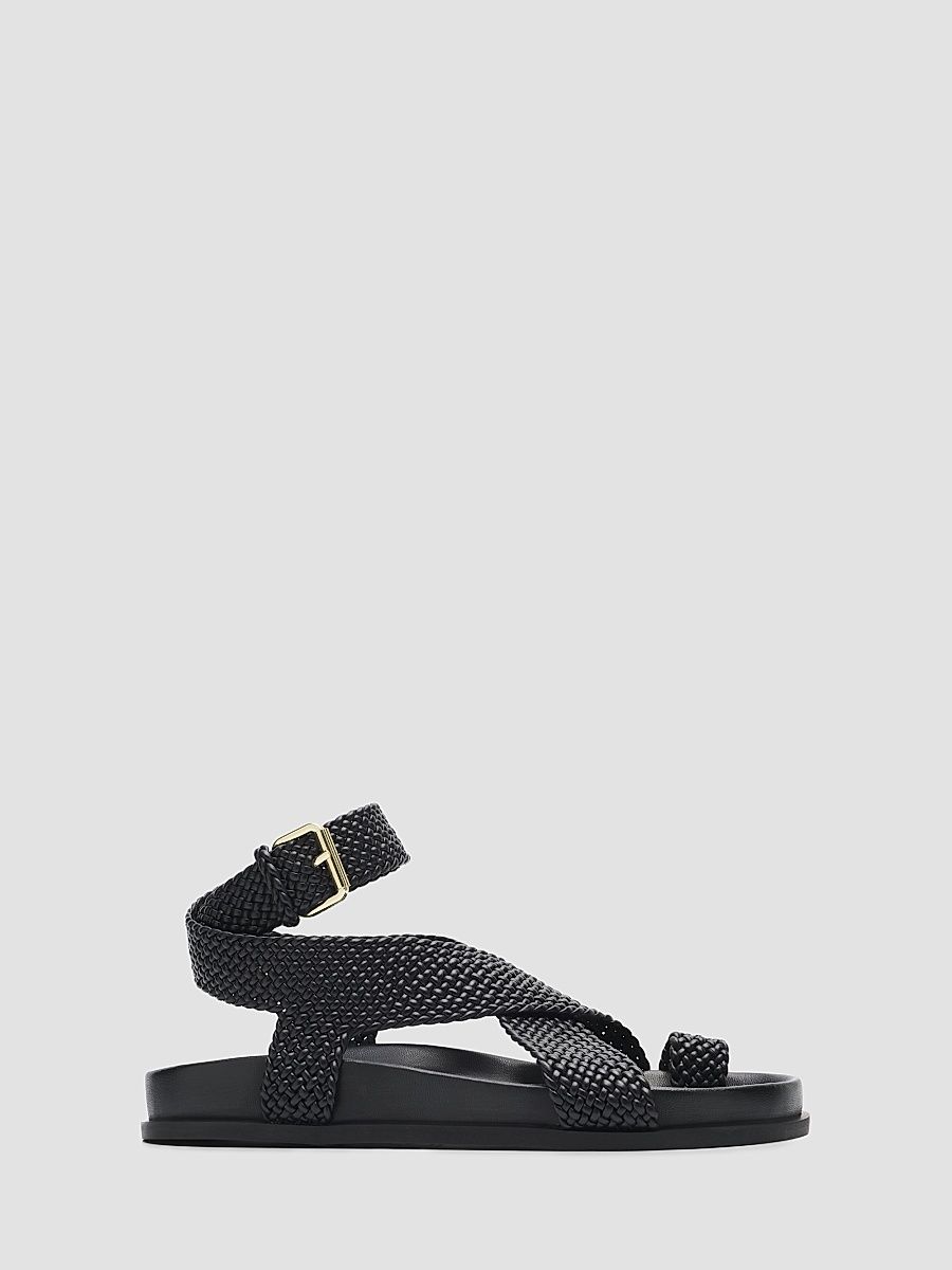 Women's Jalen Woven Leather Sandals - Black Woven - Size 11