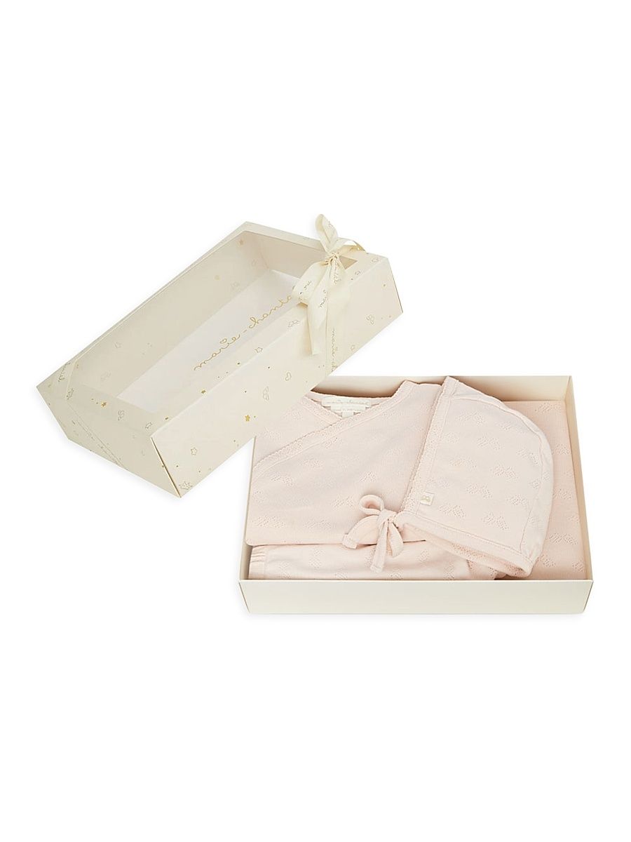 Baby Girl's Signature Araminta Angel Wing Pointelle Bonnet, Bodysuit, Short & Blanket Gift Set - Pink - Size 6 Months