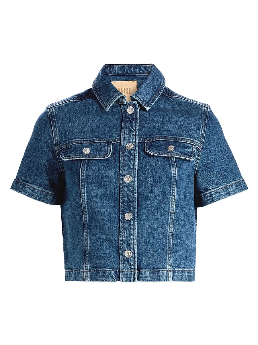 Women's Elly Crop Denim Shirt - Laguna - Size XL