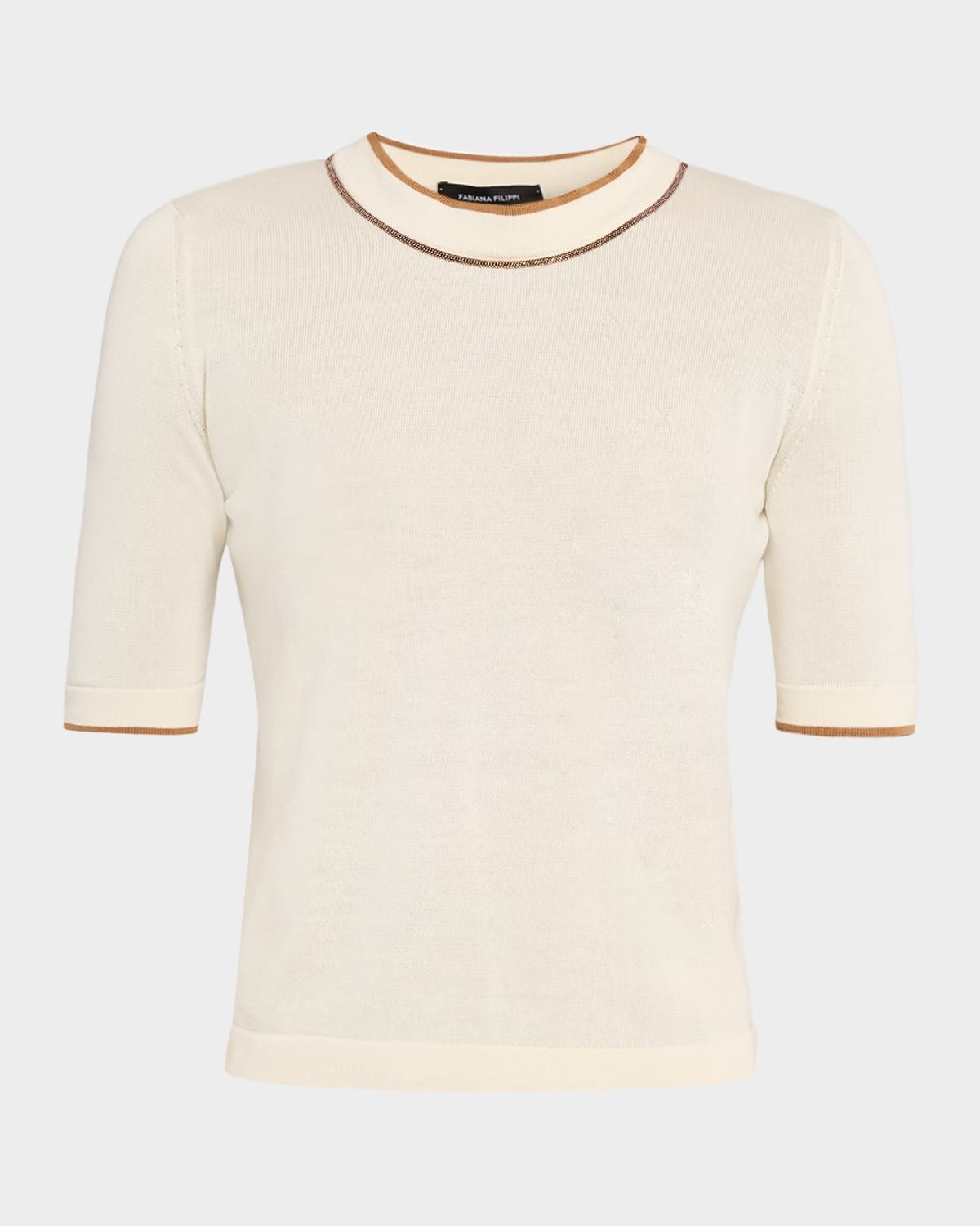 Contrast-Trim Cotton Knit Sweater