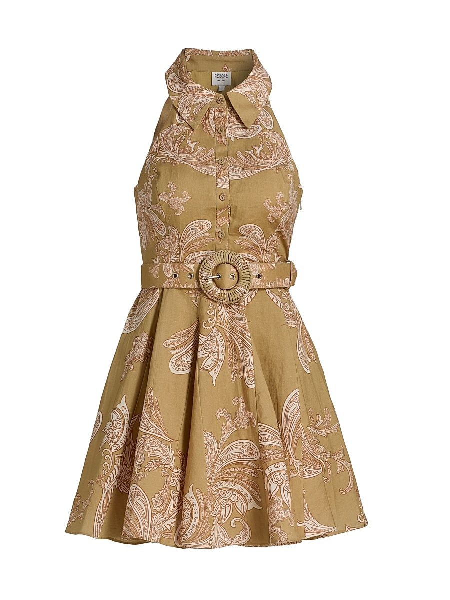 Women's Sakhi Paisley Belted Minidress - Olive - Size Small