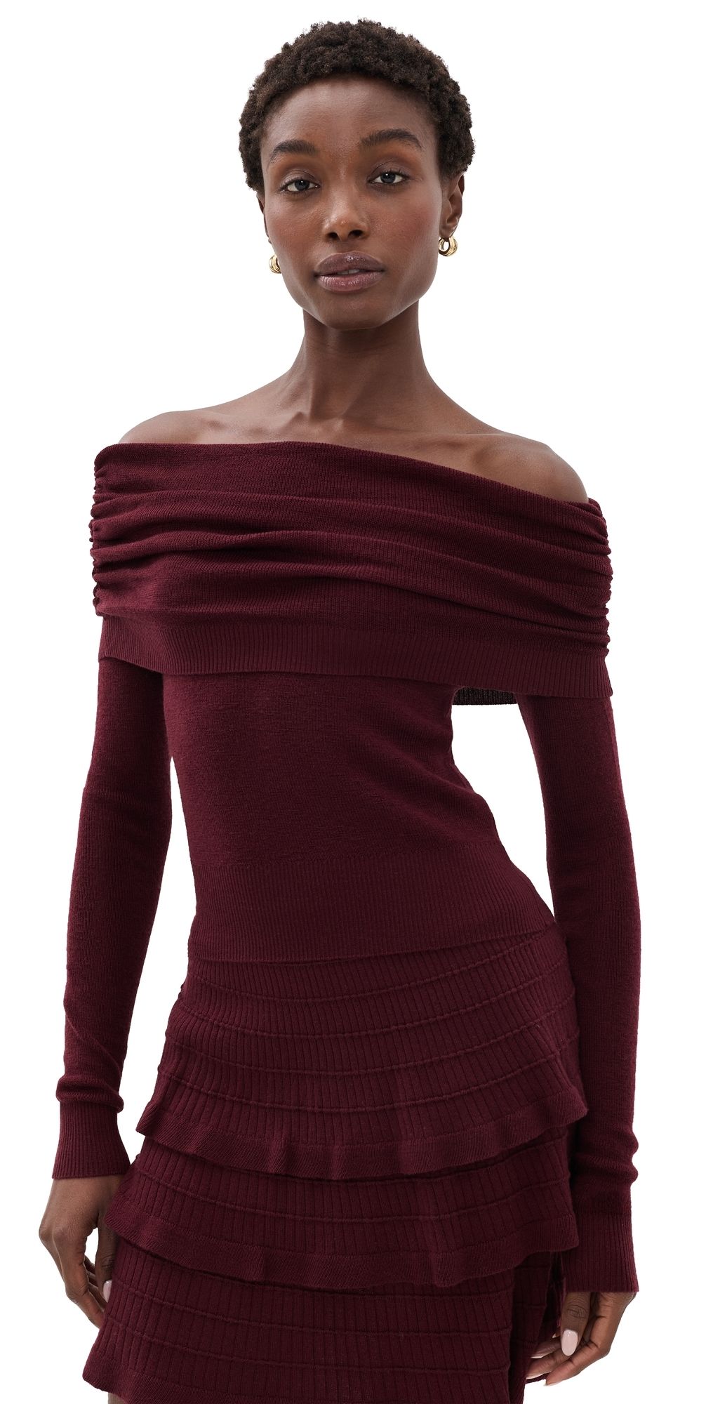 Susana Monaco Light Merino Off Shoulder Sweater Beaujolais XS