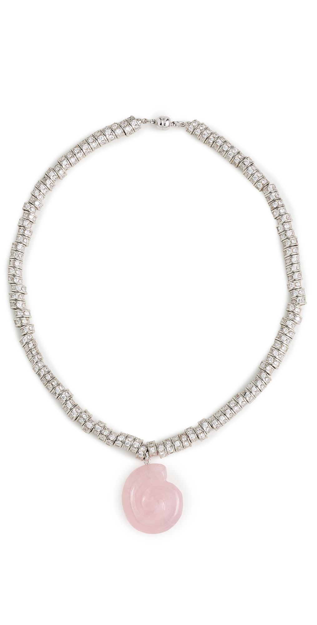 Luv Aj The Rose Quartz Rio Rhinestone Necklace Silver One Size