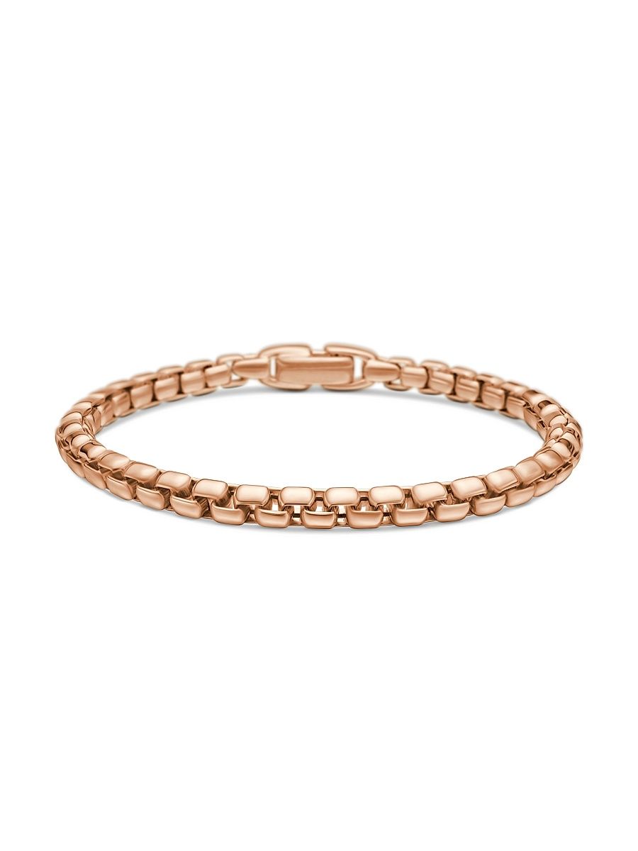 Men's Box Chain Bracelet in 18K Rose Gold, 5MM - Rose Gold - Size Medium