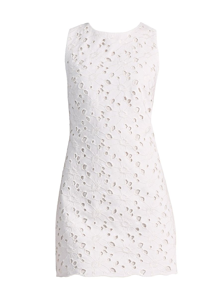 Women's Clyde Eyelet Cotton-Blend Shift Minidress - Off White - Size 12