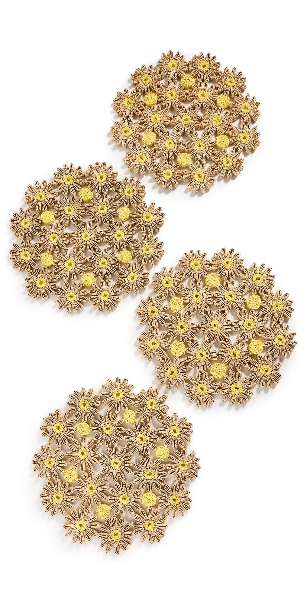 Kim Seybert Daisy Placemats Set of 4 Natural/Yellow One Size