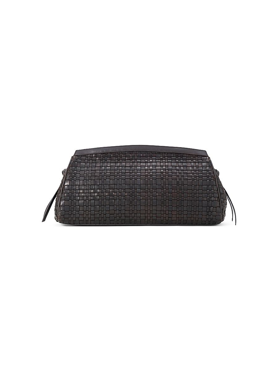 Women's Maude Textured-Leather Clutch - Espresso Woven