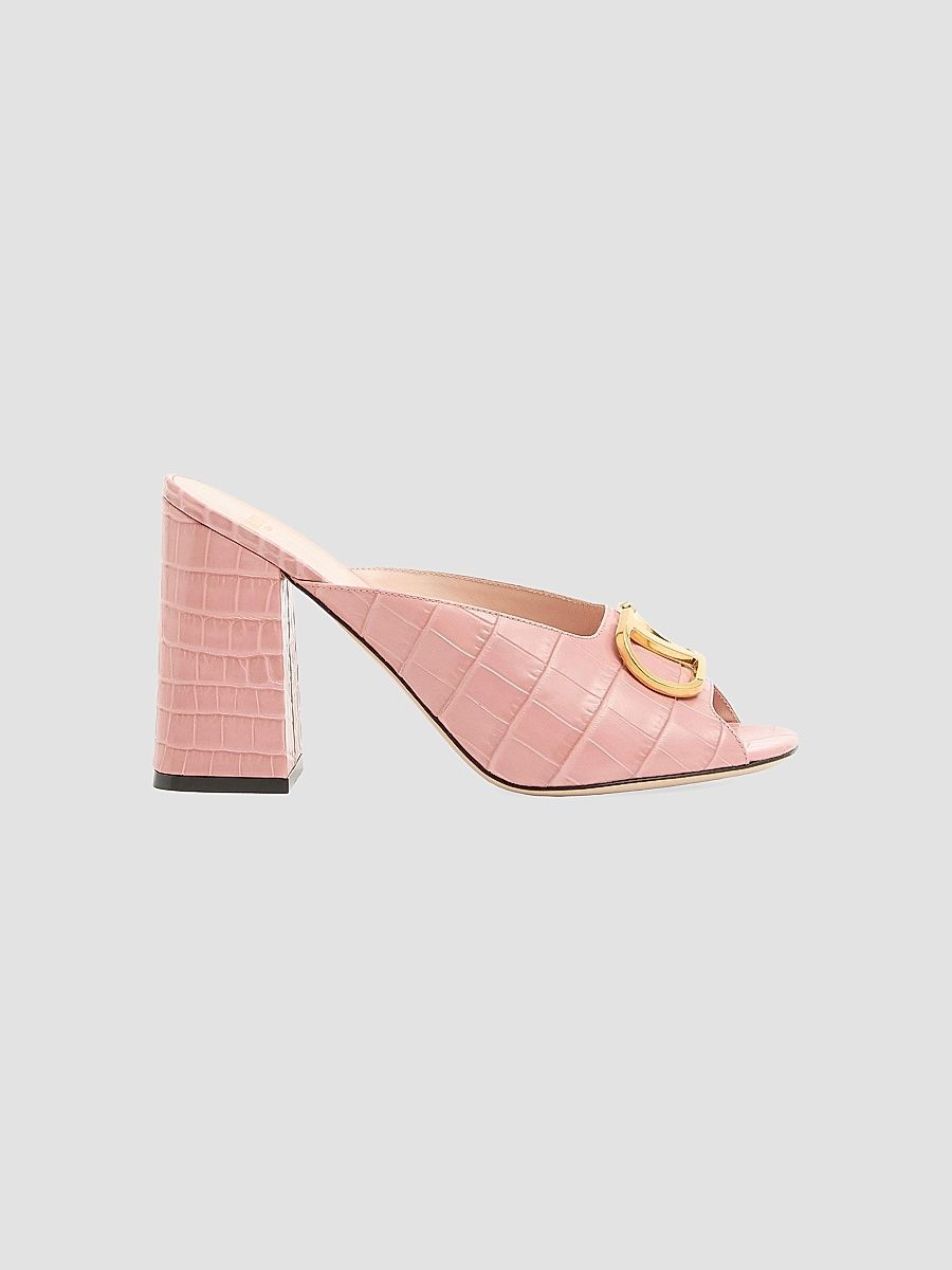 Valentino Women's VLogo Signature 95MM Slide Sandals in Printed Calfskin - Pink - Size 11