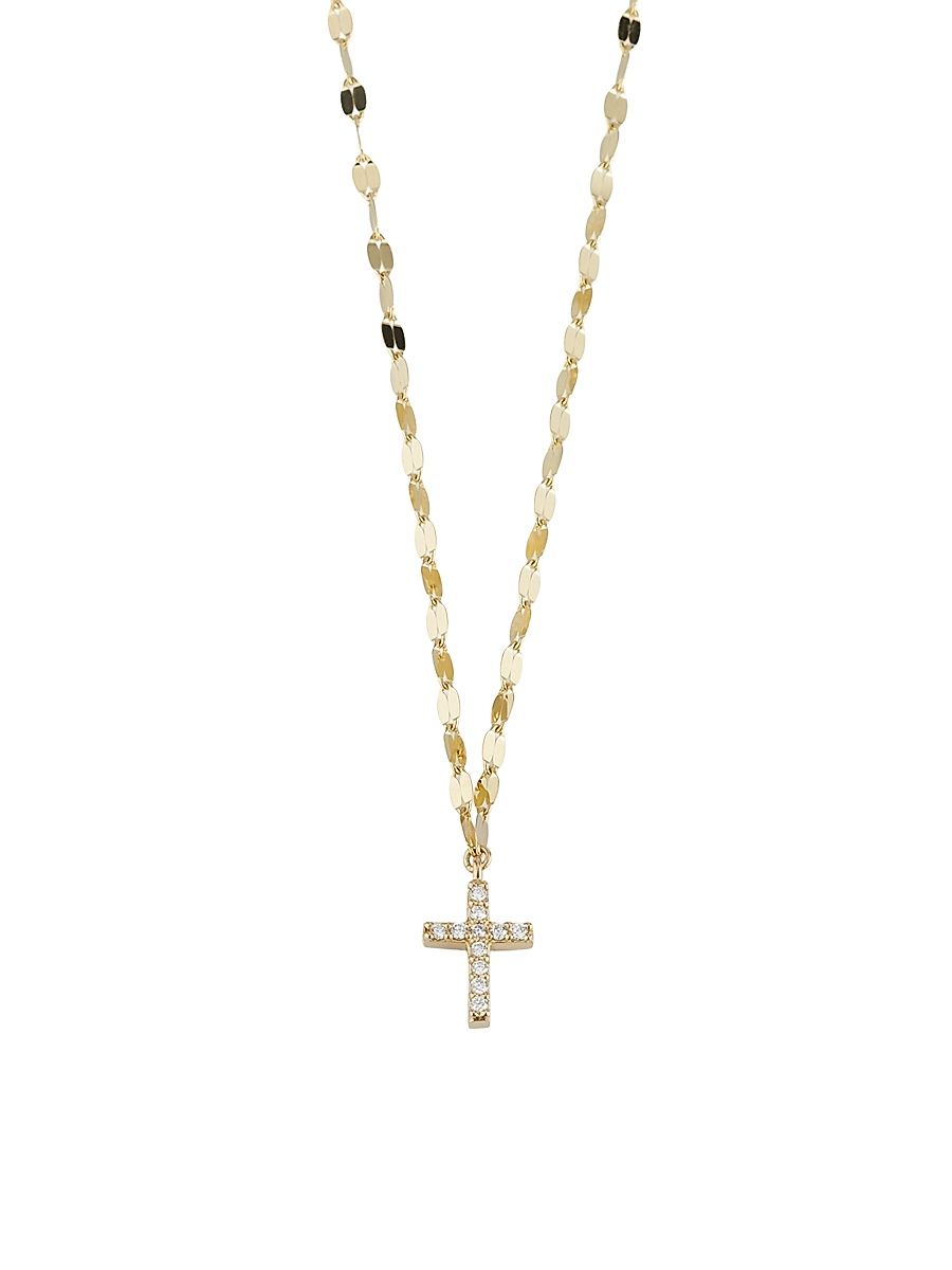 Women's Flawless 14K Yellow Gold & 0.06 TCW Diamond Mini Cross Pendant Necklace - Yellow Gold