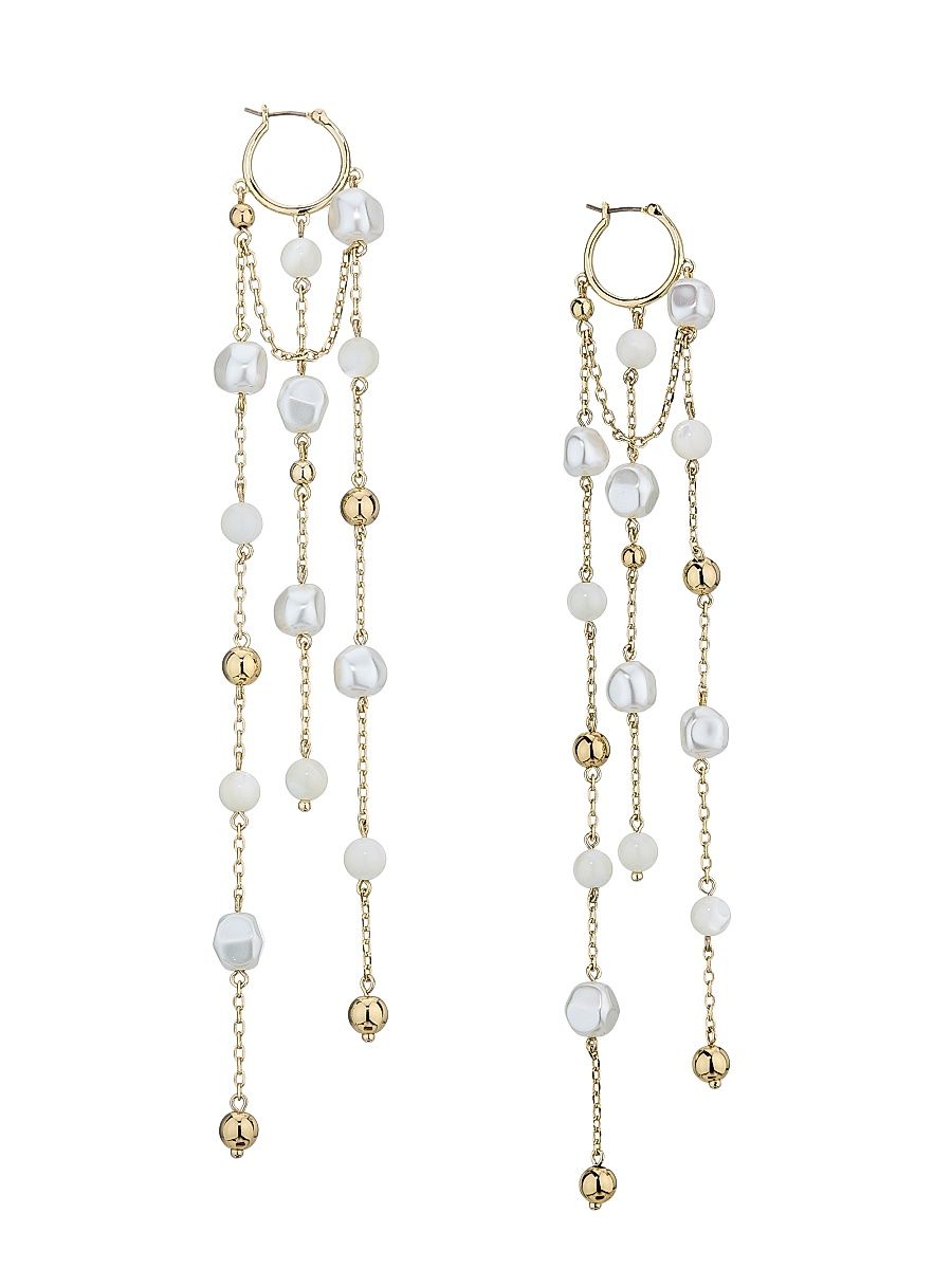 Women's Nira Goldtone, Glass Bead & Imitation Pearl Drop Earrings - Gold