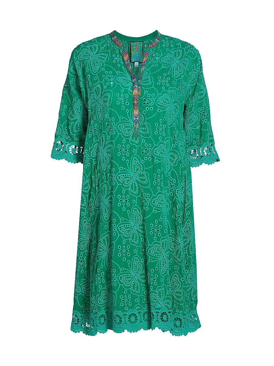 Women's Malfi Embroidered Minidress - Green Tambourine - Size XL