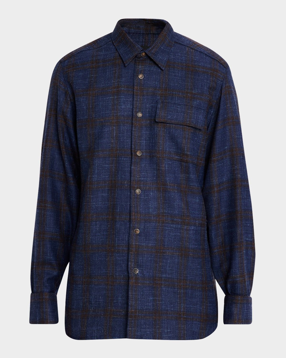 Men & apos;s Plaid Wool Blend Button-Down Shirt