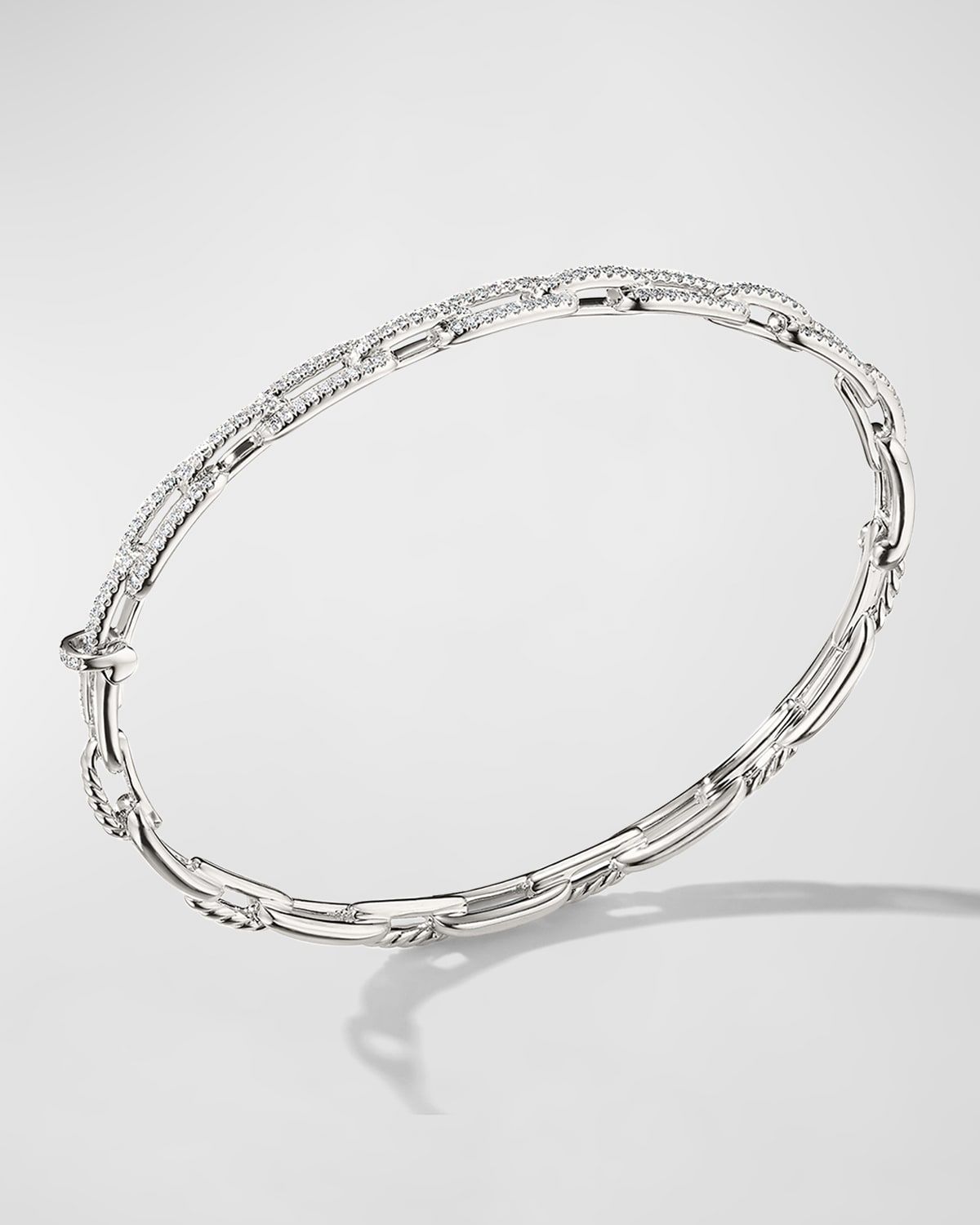 Stax Chain Link Bracelet with Diamonds in 18K White Gold