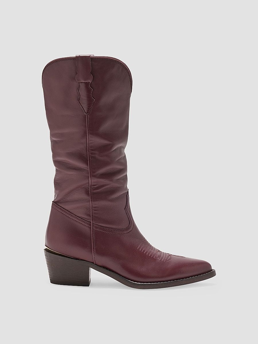 Partlow Women's Courtney 55MM Slouch Cowboy Boots - Bordeaux - Size 11