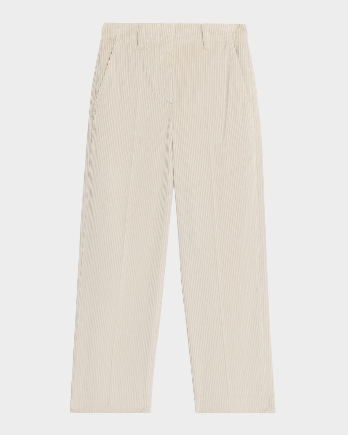 Cotton Corduroy Wide-Leg Trousers With Monili
