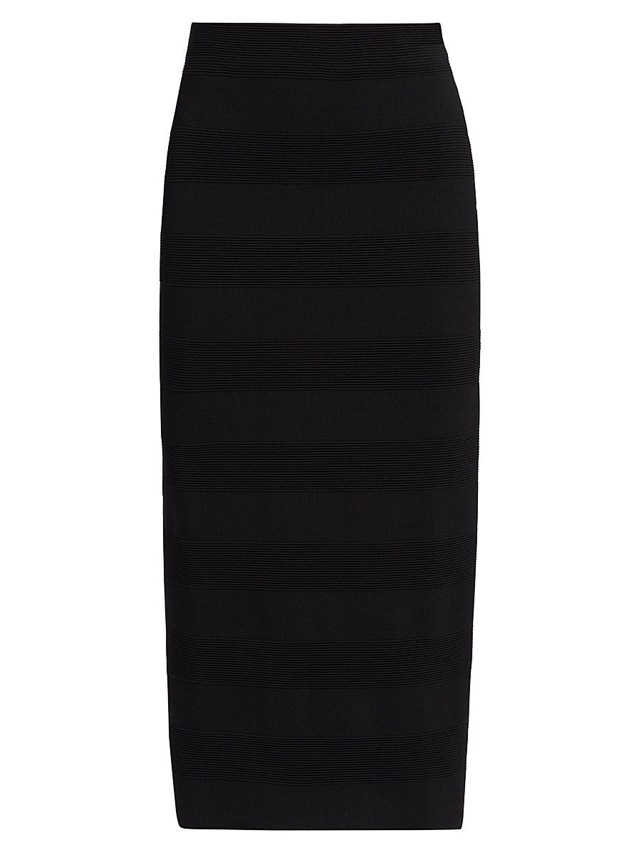 Women's Remi Rib-Knit Midi-Skirt - Black - Size Large