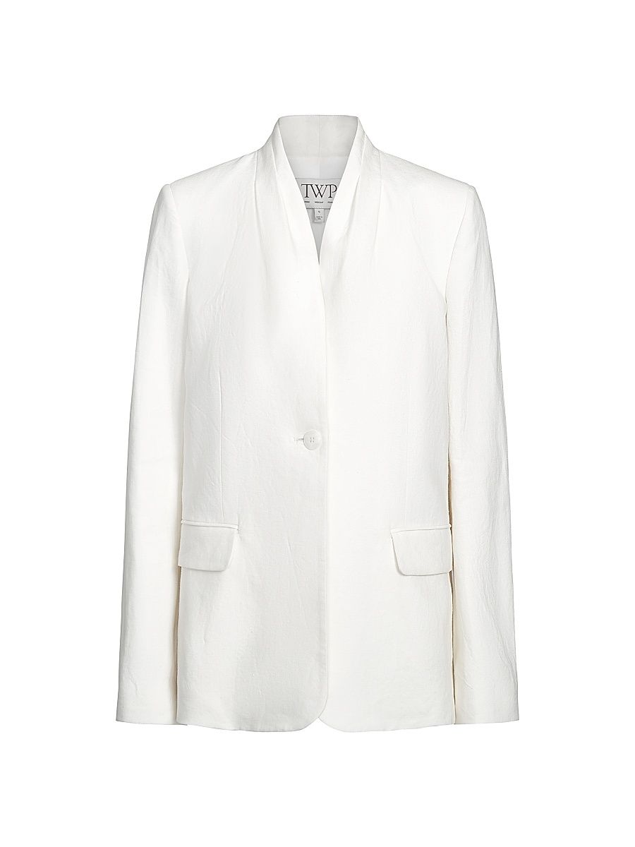 Women's New Linen Single-Breasted Dinner Jacket - Ivoire - Size Large