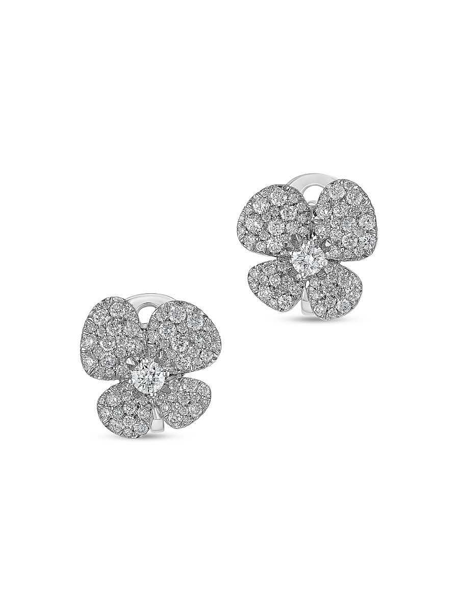 Women's Ischia 18K White Gold & 1.54 TCW Diamond Flower Stud Earrings - White Gold
