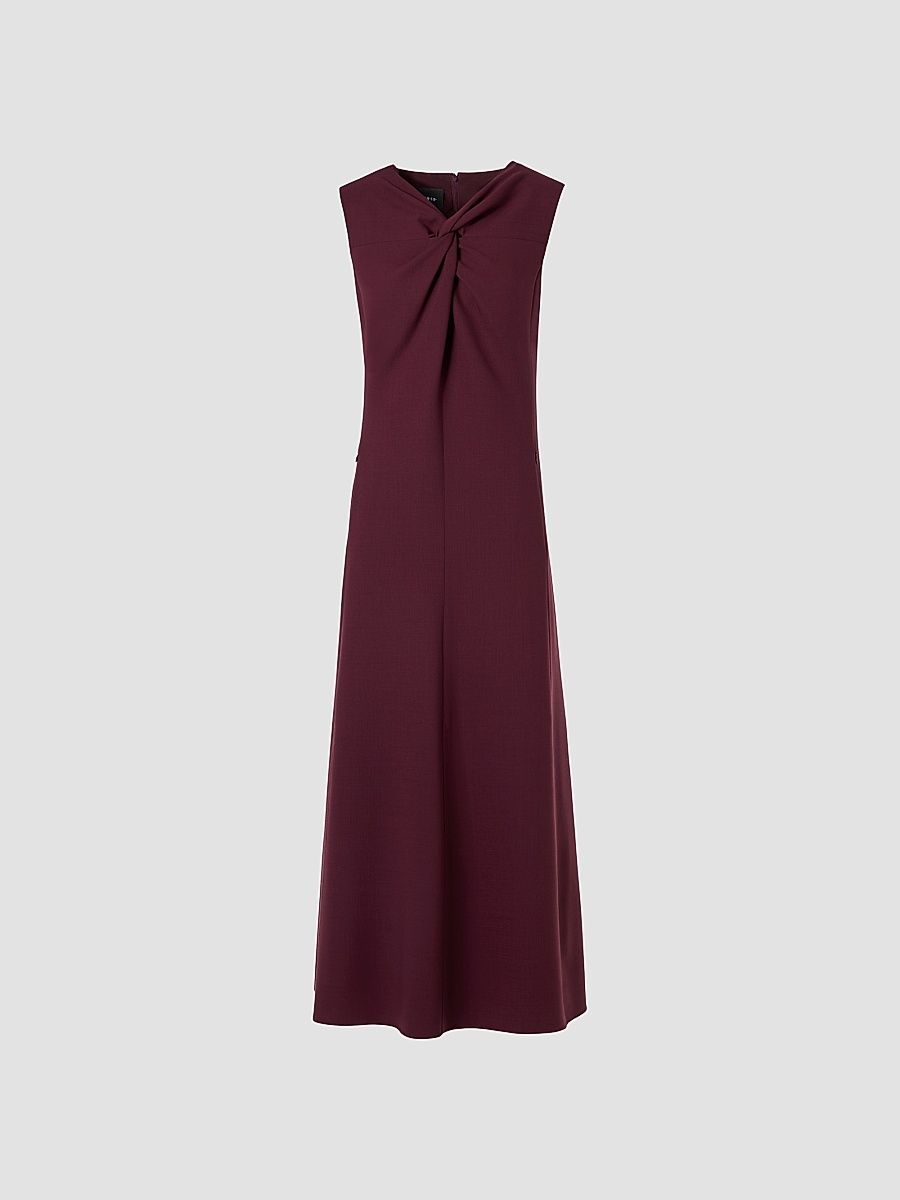 Women's Wool-Blend Knot A-line Midi-Dress - Merlot Red - Size 14