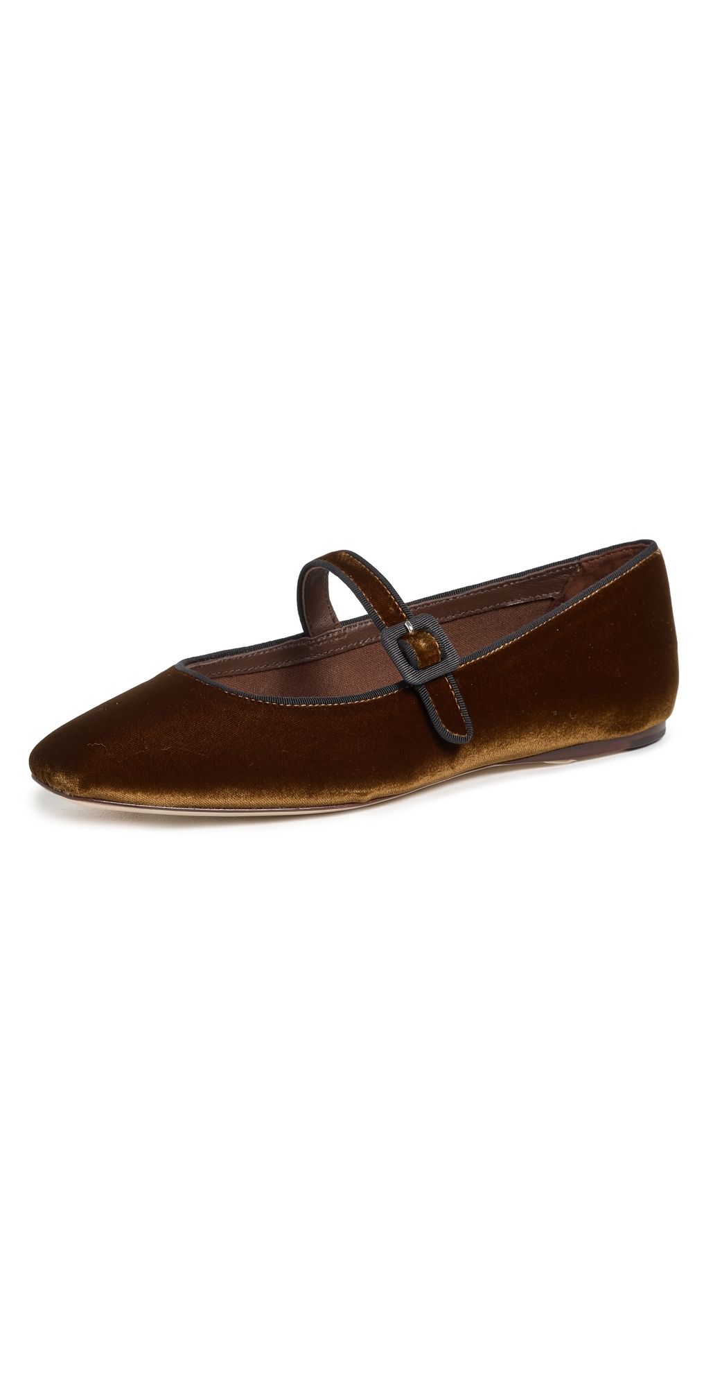 Loeffler Randall Ginger Velvet Mary Jane Flats Dark Brown 9