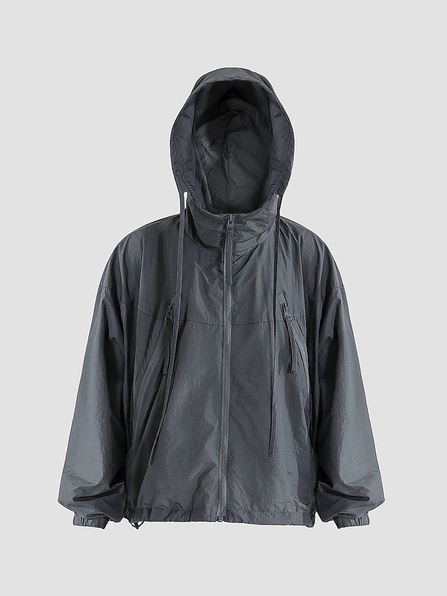 Boy's Hooded Windbreaker Jacket - Grey - Size 16