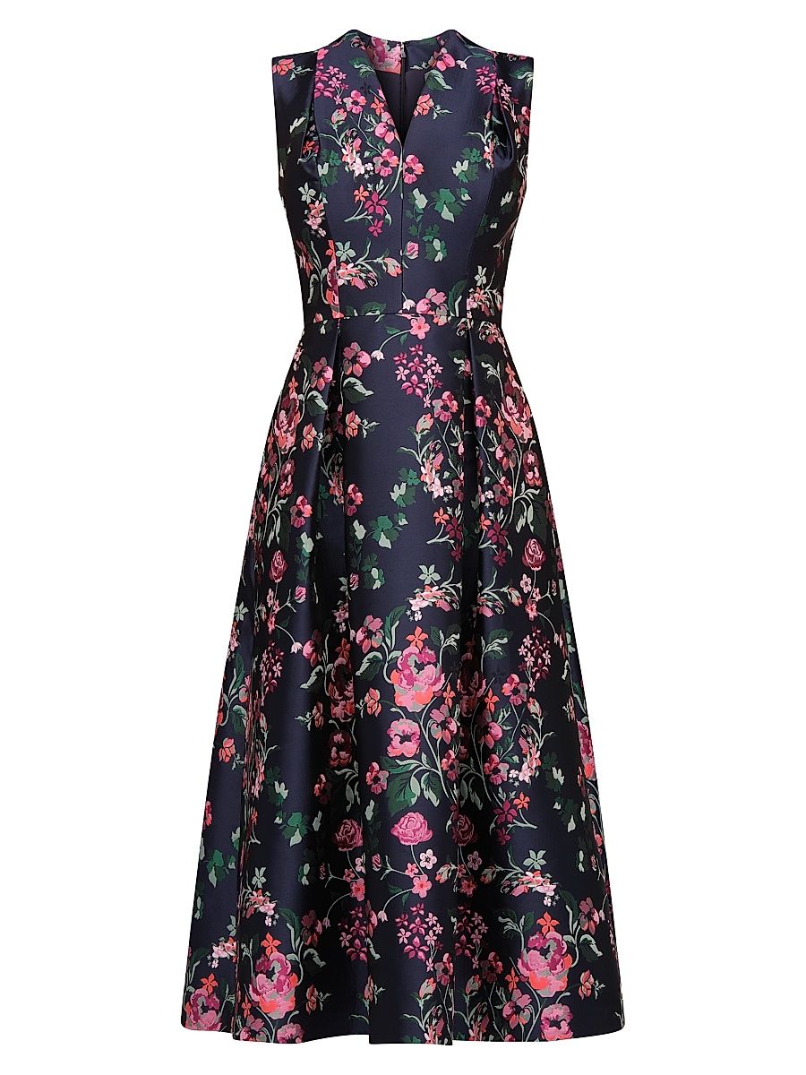 Women's Rhea Floral-Jacquard Midi Dress - Ink Blue Multi - Size 4