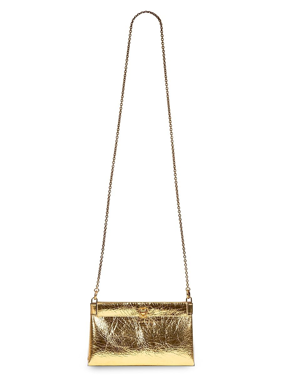 Women's Metallic Leather Clutch - Oro