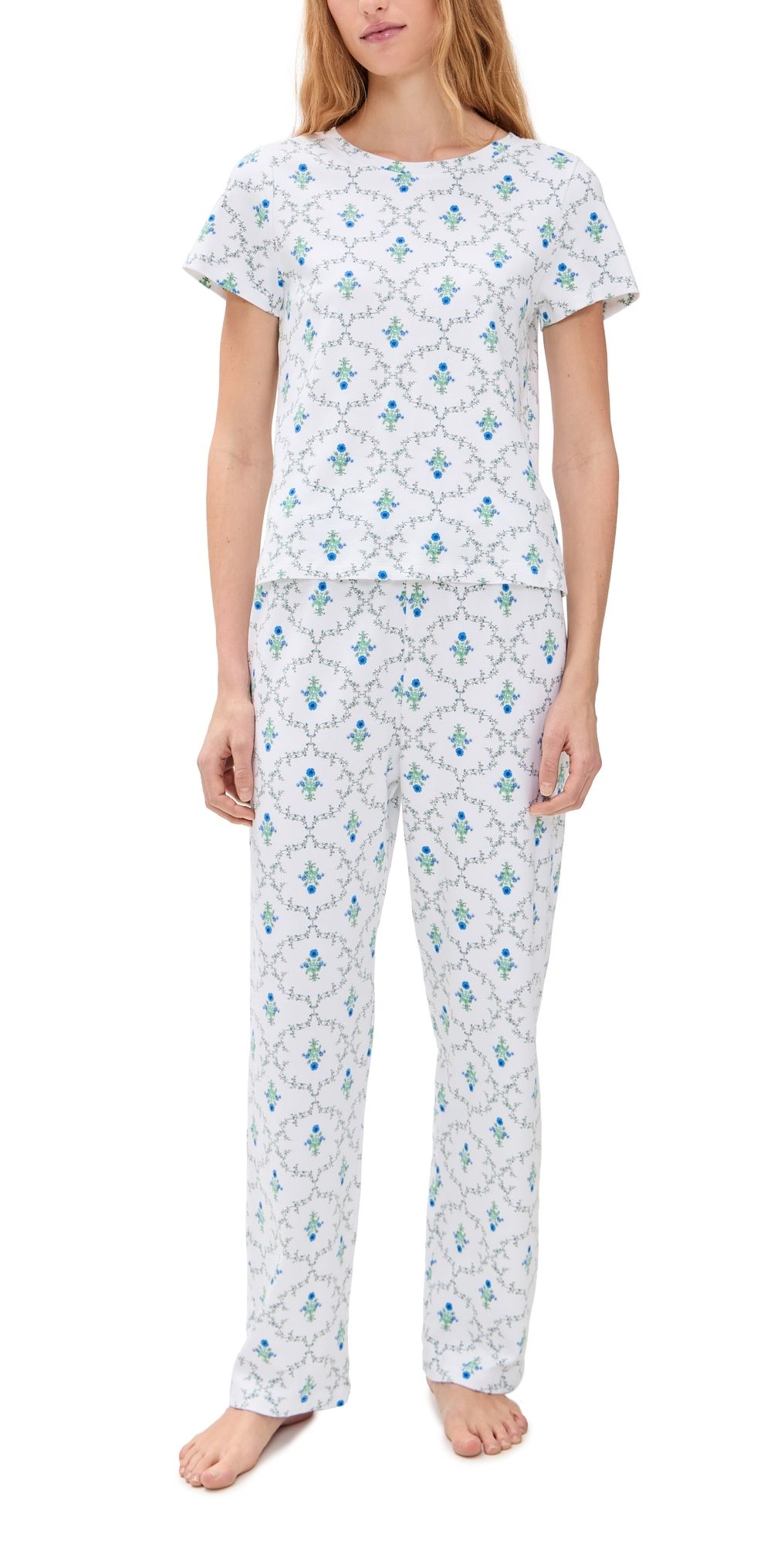 Hill House Home The Kelly Pajama Set Green Trellis XXXL