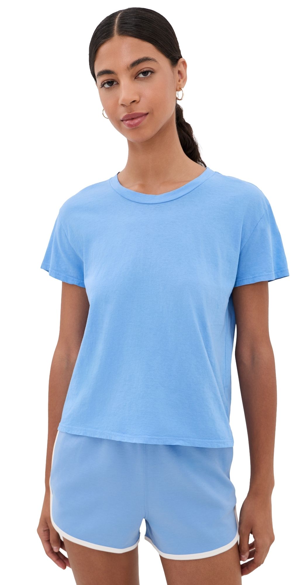 perfectwhitetee Harley Cotton Boxy Crew Neck Tee Pacific Blue S