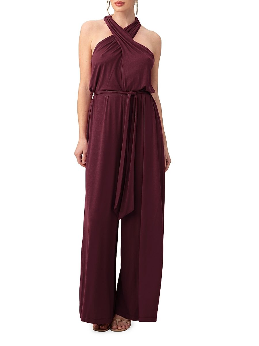 Women's Central Park Halter Jumpsuit - Bryant Park Bordeaux - Size Large