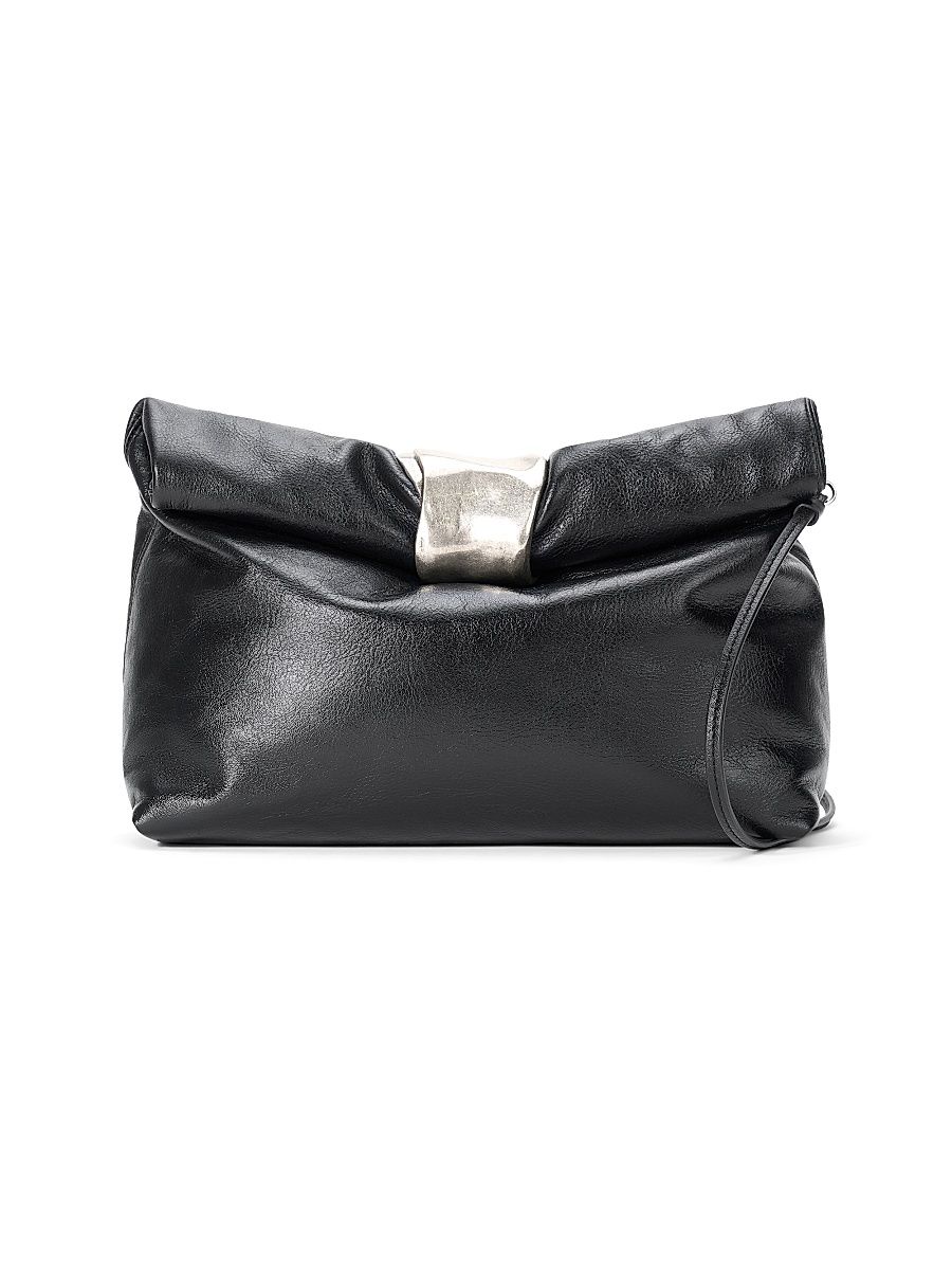 Women's Cuff Leather Convertible Clutch - Black