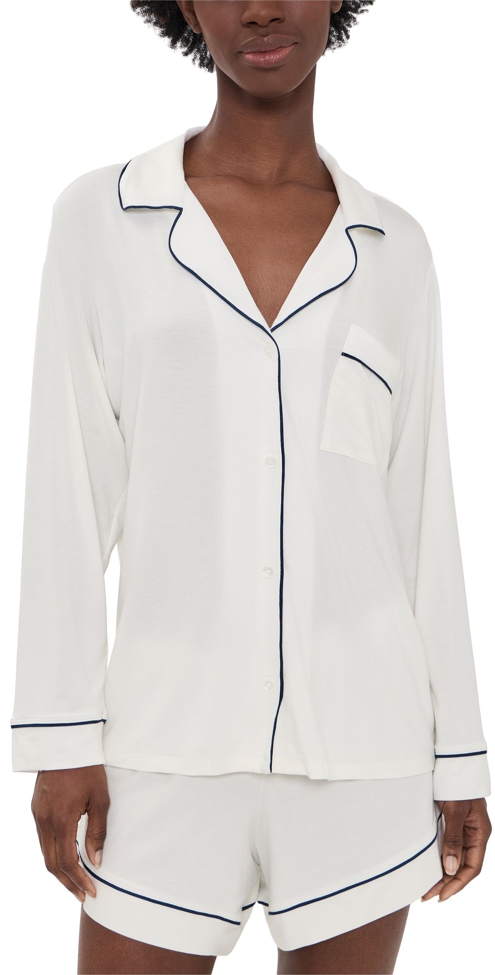 Eberjey Gisele Pajama Set Ivory/Navy L