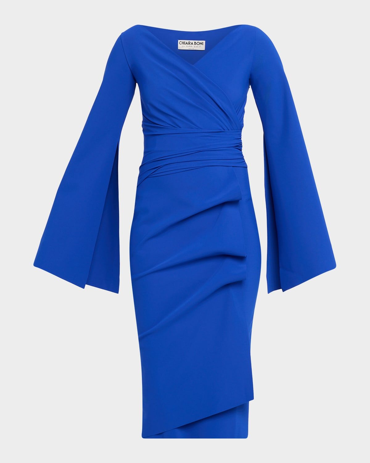 Isoshi Split-Sleeve Jersey Midi Sheath Dress
