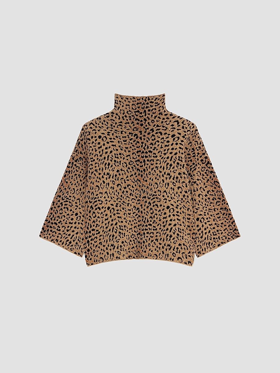 Givenchy Women's Top in Leopard Jacquard - Beige Brown - Size XS