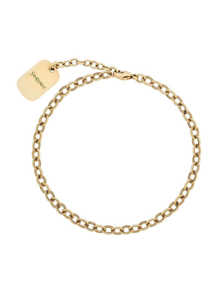 Men's Ribbed Chain Bracelet in Metal - Patinated Gold - Size Medium