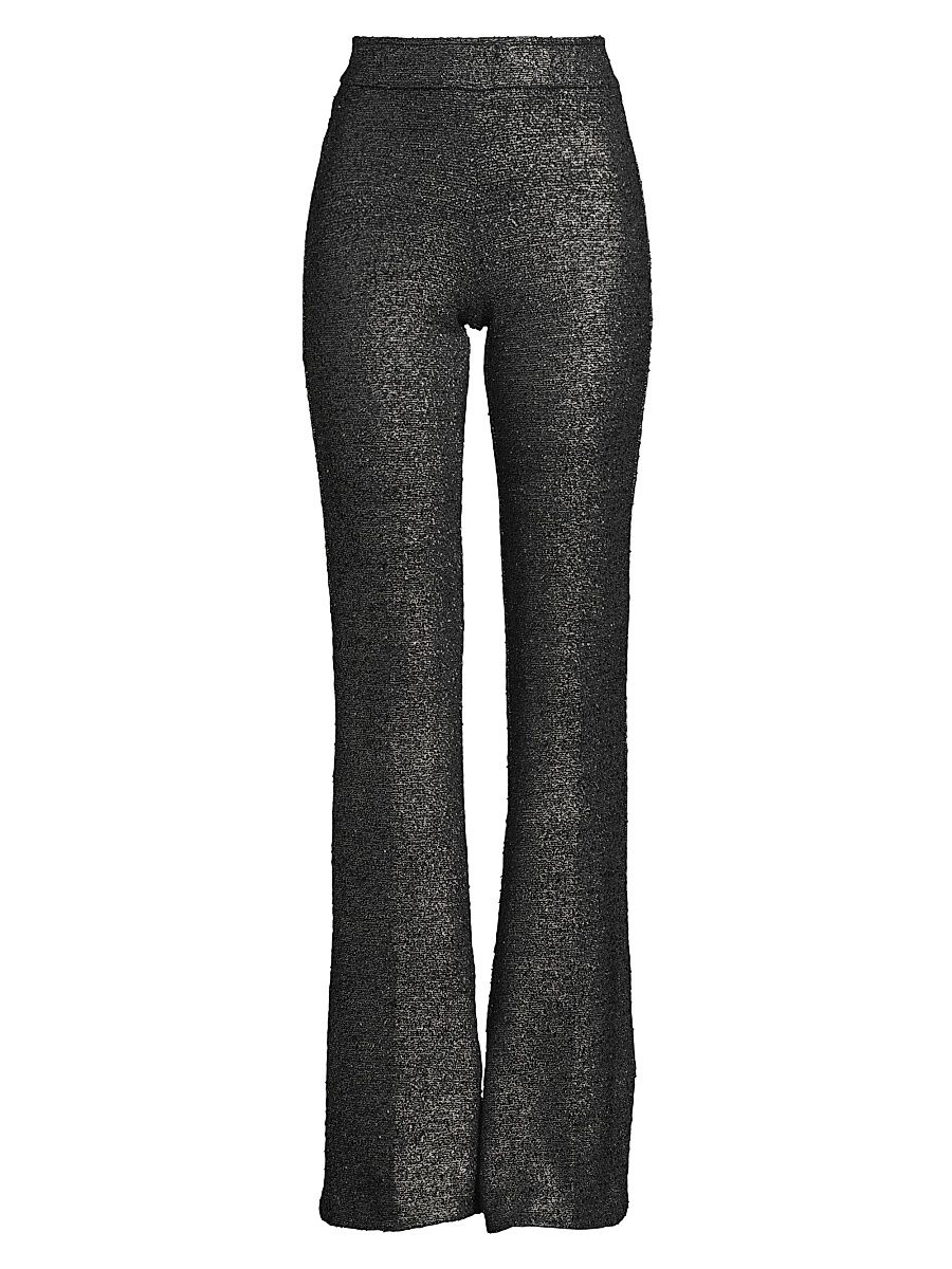 Women's Avenue Montaigne Metallic Stretch Flared Pants - Platinum - Size 6