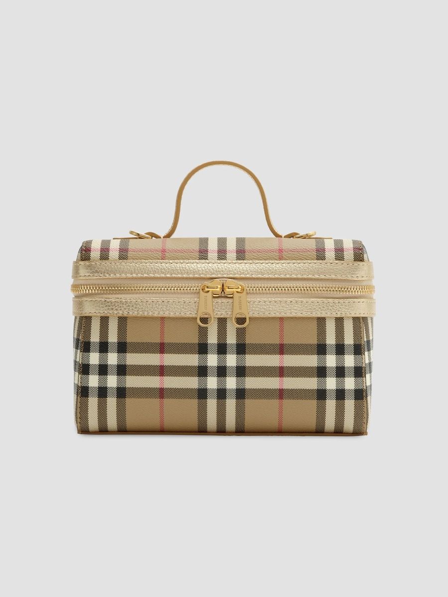 Burberry Women's Check Vanity Case - Archive Beige Gold