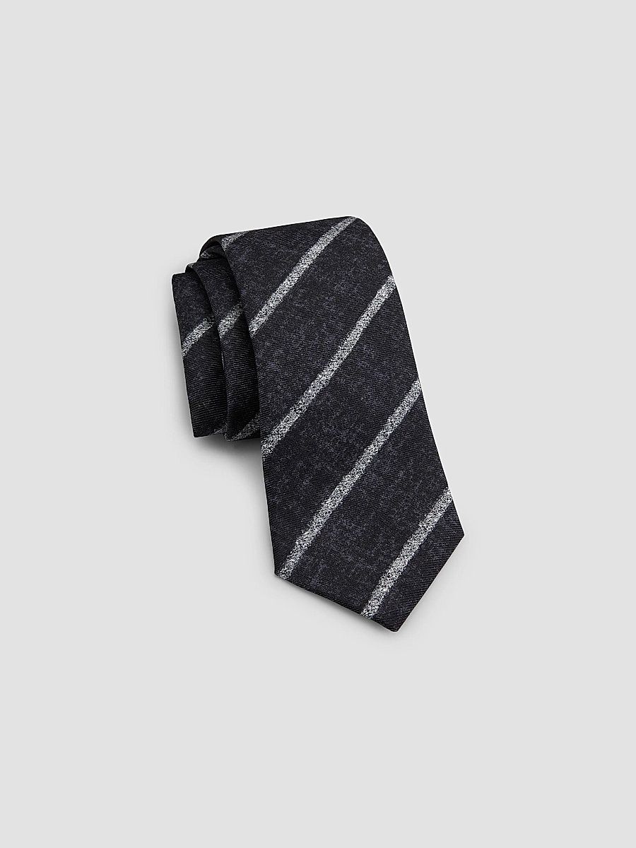 Kiton Men's Melange Stripe Silk Tie - Black Stripe