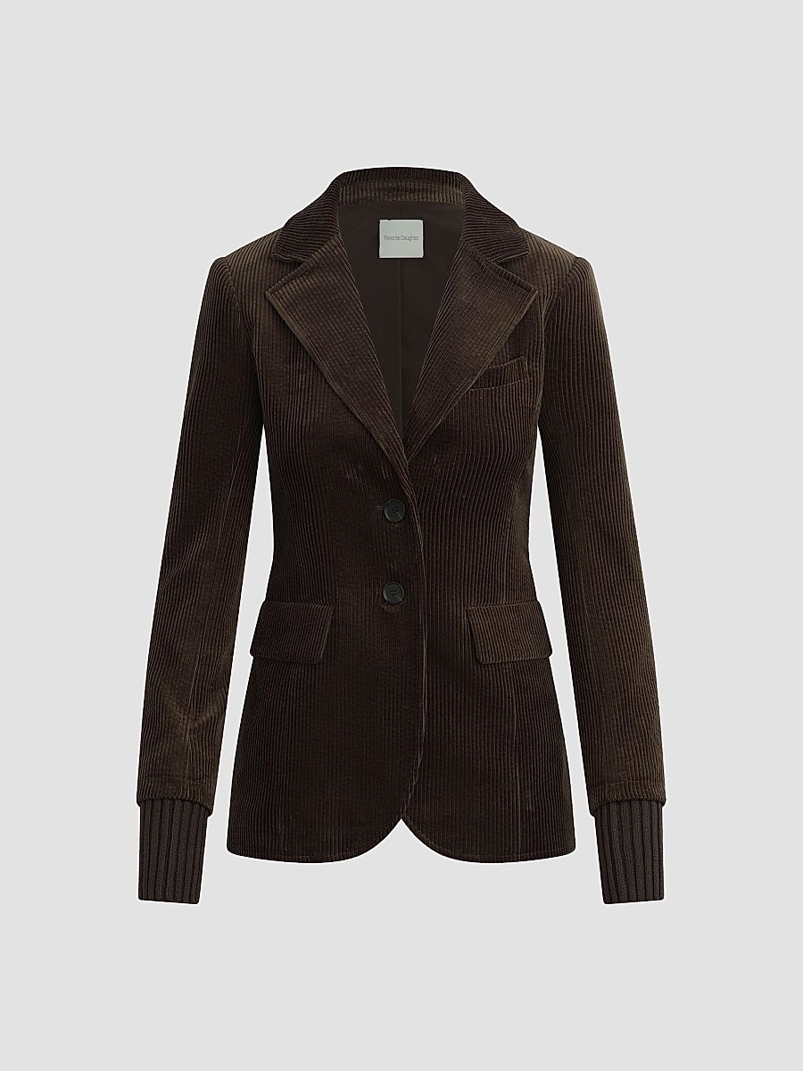 Women's The Cord City Cotton Corduroy Blazer - Espresso - Size XS