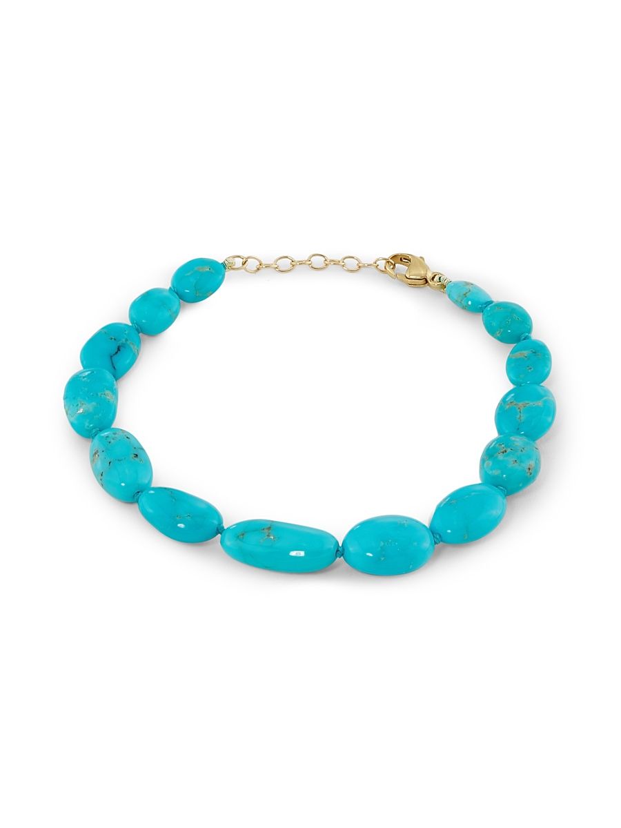 Women's Nevada 14K Yellow Gold & Turquoise Bead Bracelet - Turquoise