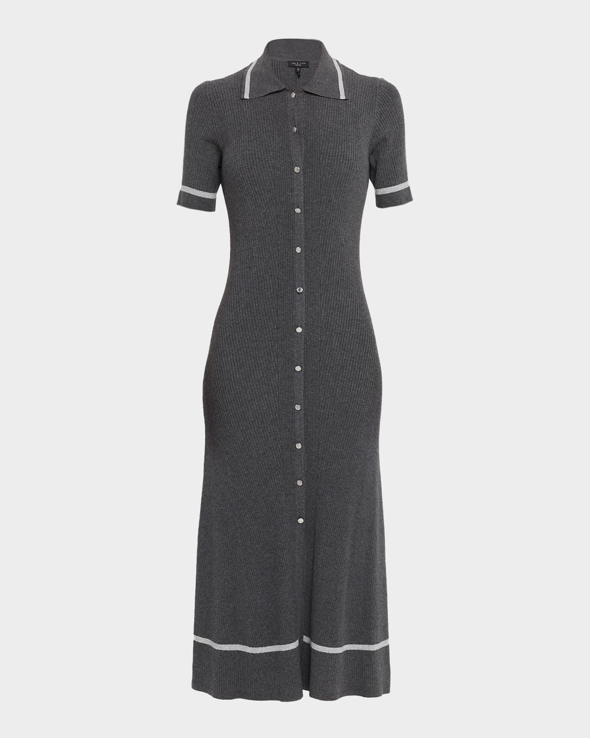 Kassy Tipped Rib-Knit Midi Dress